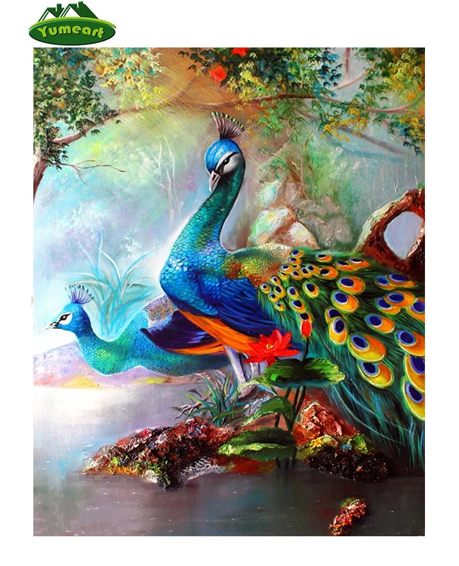 Полная дрель квадратная Алмазная вышивка Животное украшение дома Павлин мозаика