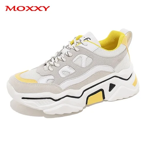 White Fashion Brand Yellow Sneakers Women Shoes Female basket femme Dad Chunky Sneakers Designer Trainers Casual Shoes chaussures - Цвет: White