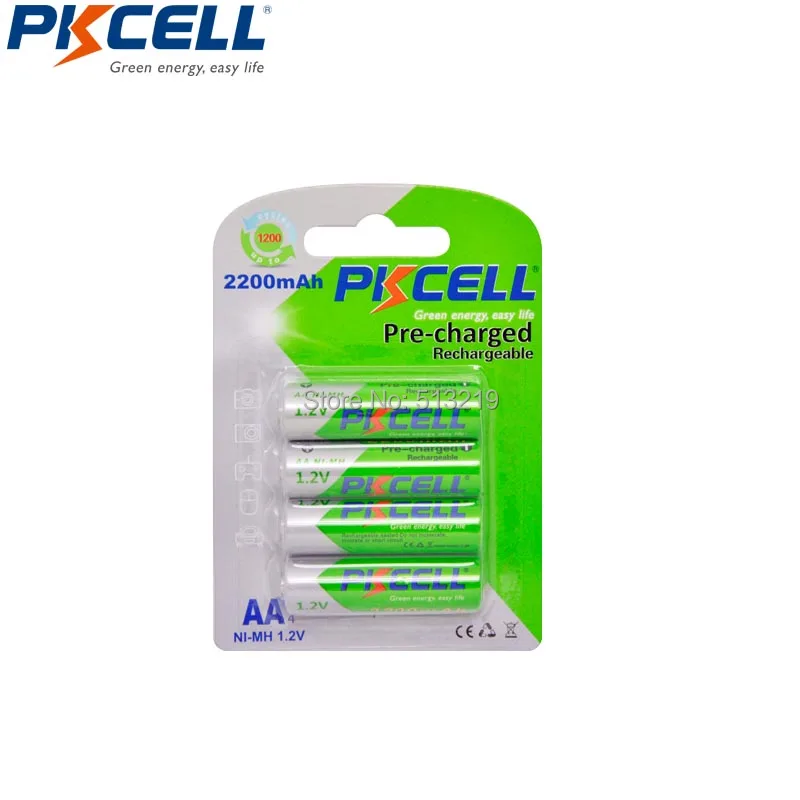 8 шт./2 карты PKCELL 1 2 V 2200MAH aa Аккумуляторная батарея Ni MH 2A аккумуляторная с низким