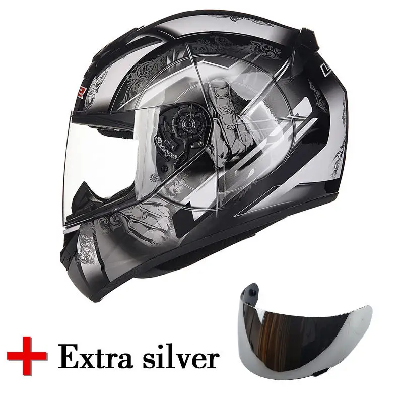 LS2 FF352 moto rcycle шлем с дополнительным серебряным щитом для мужчин и женщин Полный лицевой casco moto шлемы capacete ls2 шлем - Цвет: 7 add silver lens