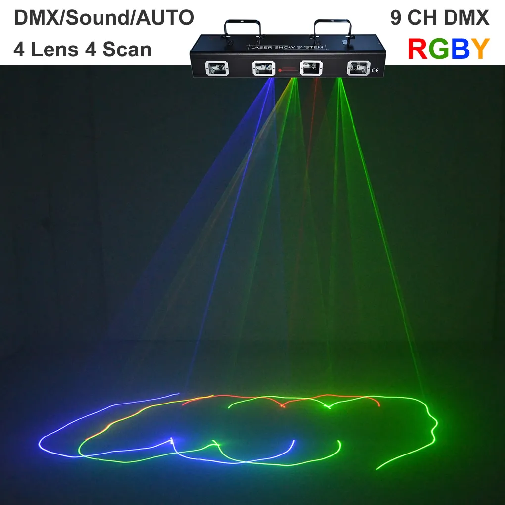 AUCD 4 линзы луч движущийся луч сканирование RGBY лазерный проектор огни 9 CH DMX PRO DJ диско шар сценическое освещение DJ505