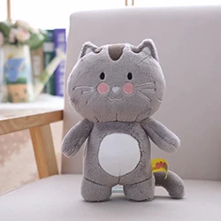 Grey cat Плюшевые игрушки животных чучела с милым принтом «кролик», «обезьяна», «поросенок/лягушка/кошка/Крупный рогатый скот обезьяна стоя плюшевые куклы для детей подарок на день рождения 25/45 см - Цвет: Grey cat