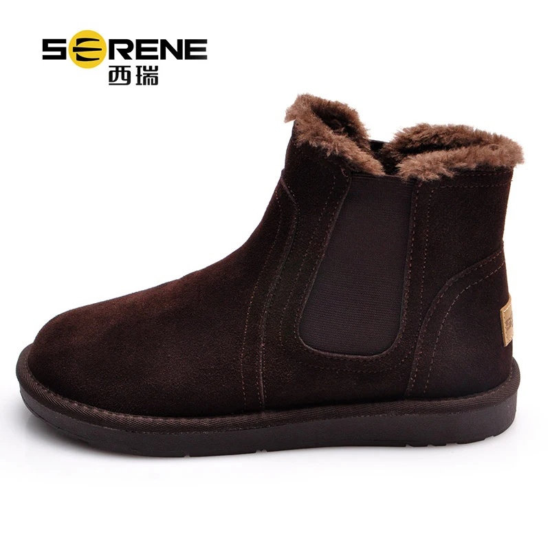 зимние ботинки мужские из коровьей замши дышащая обувь Slip on Мужские Зимние