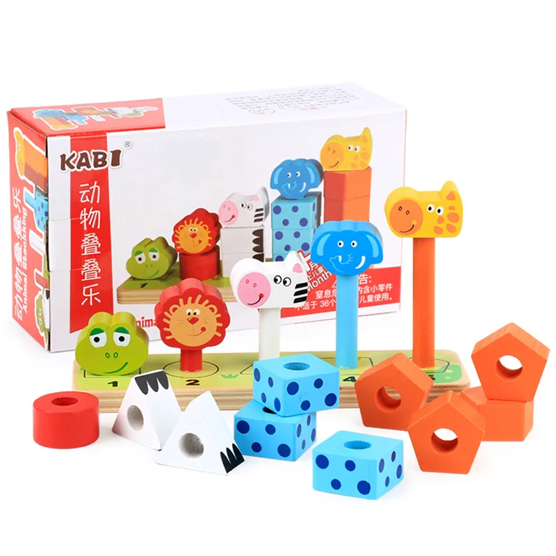 Wooden Montessori Teaching Aid Animal Shape Set of Column Toys kids puzzle educational toys | Игрушки и хобби