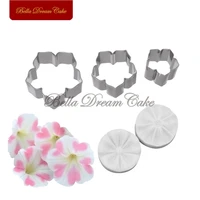5pcs petunia flower petal veiner silicone molds stainless steel cutter mold set fondant cake decorating tool diy handmade mould