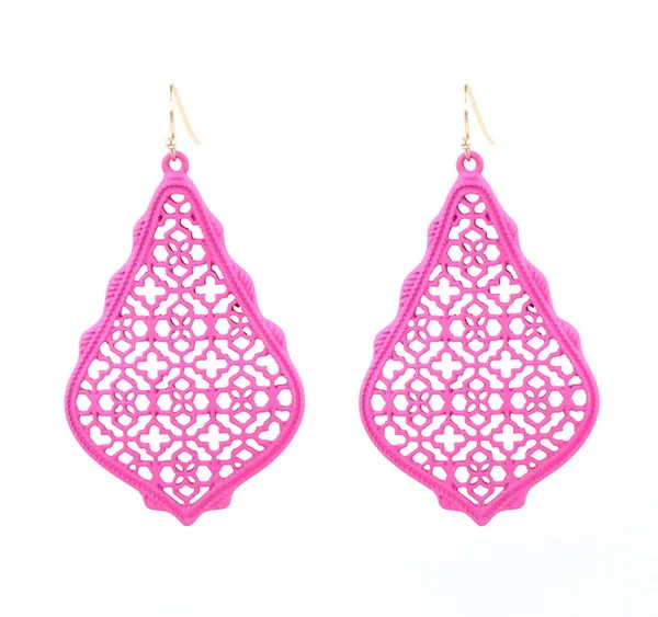 5.5Pink Новинка весны капли воды роспись филигрань серьги мульти Цвет лакированная Длинные Висячие серьги для Для женщин матовый Фрам серьги - Окраска металла: 5.5Pink