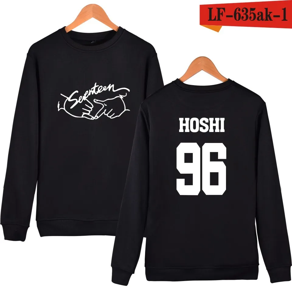96 HOSHI black WEJNXIN Kpop Seventeen толстовки для женщин модные имя члена печати О образным вырезом флис свитер для женщин, пуловер с капюшоном Sudaderas - Цвет: 96 HOSHI black