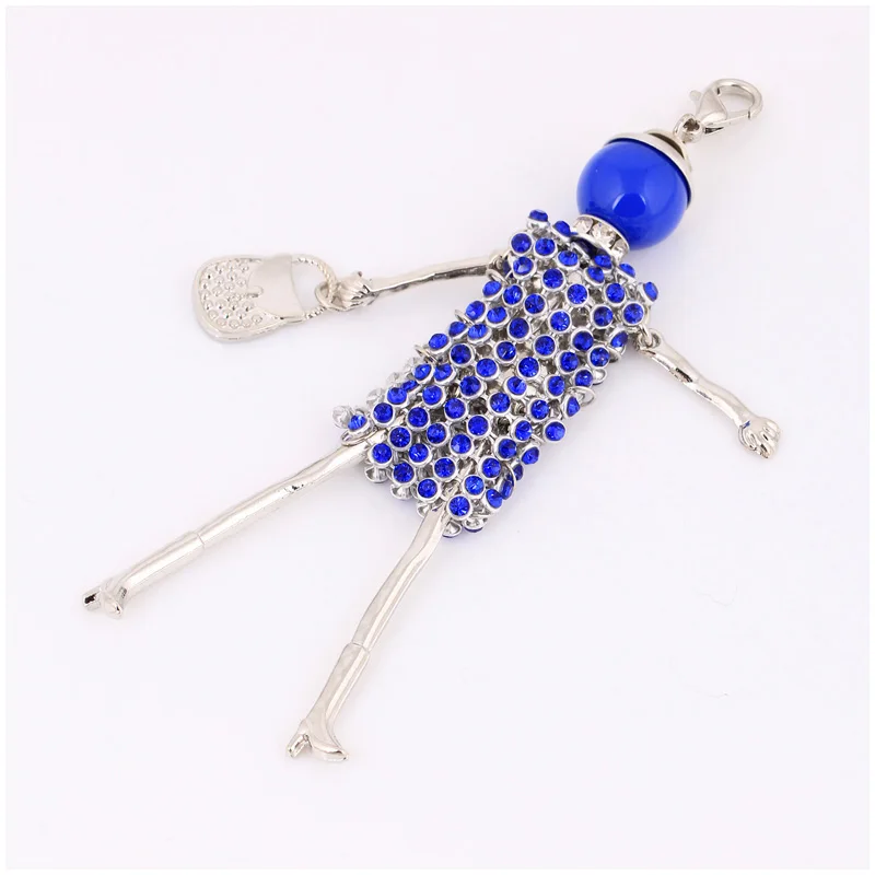 Модная синяя кристальная цепочка для ключей сумочка кулон подвески со стразами