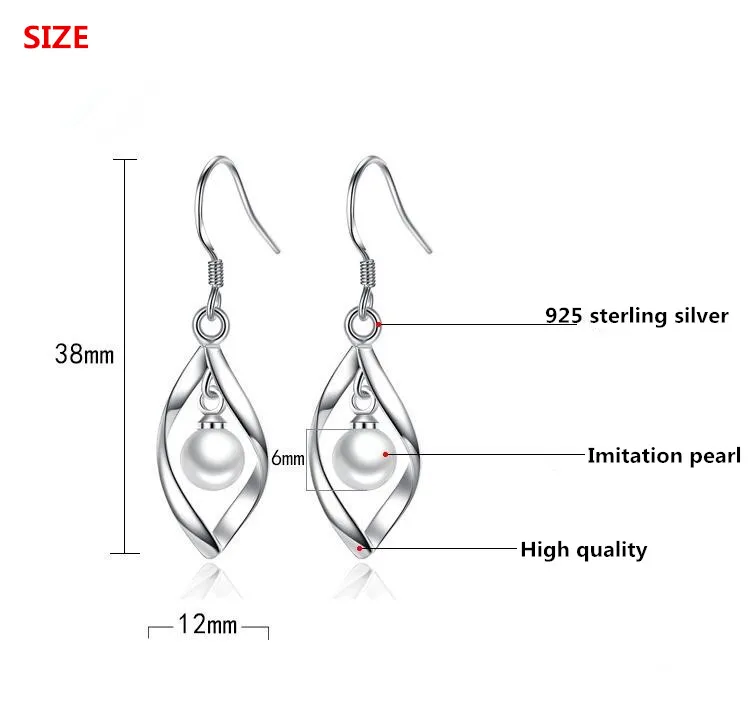 Женские серьги-гвоздики из стерлингового серебра 100% пробы с жемчугом оптовая