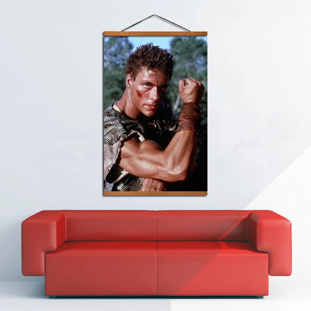 Jean-Claude Van Damme Poster Hanging Scroll Canvas Painting With Solid Wood Decoration