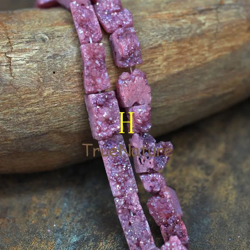 H Натуральный Титан Druzy Crystal Quartzs Strand квадратной формы сырой кристалл свободные бусины ювелирные изделия в 12*26 мм PM6640 - Цвет: H