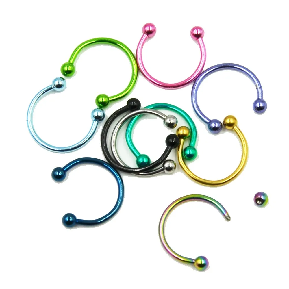 _ Набор анодированных колец для пупка|body jewelry|eyebrow barstongue barbell |
