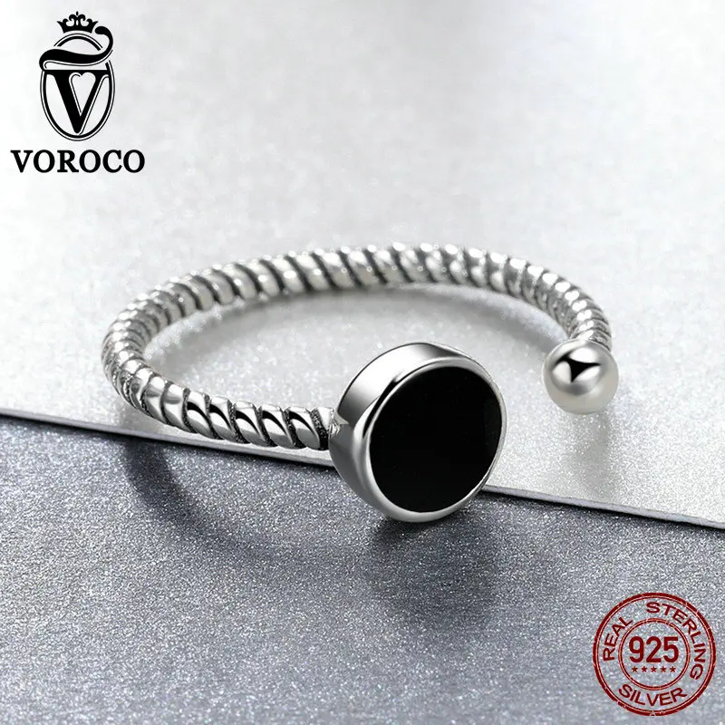 Женское Обручальное Кольцо VOROCO черное Винтажное кольцо из стерлингового серебра