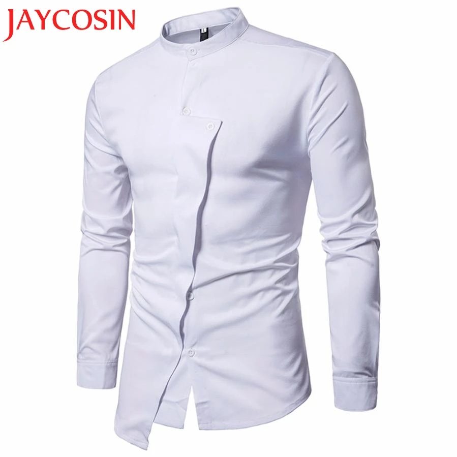 Jaycosin новые высокие мужские рубашки облегающие однотонные повседневные на