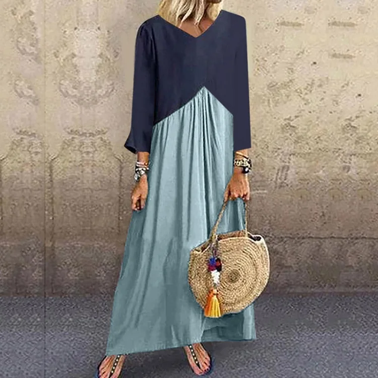 04 Light Blue VIEUNSTA 5XL Summer Print Patchwork Long Party Dress Women Vintage Short Sleeve O-Neck Beach Dress Sexy Plus Size Female Dresses - Цвет: 04 Light Blue