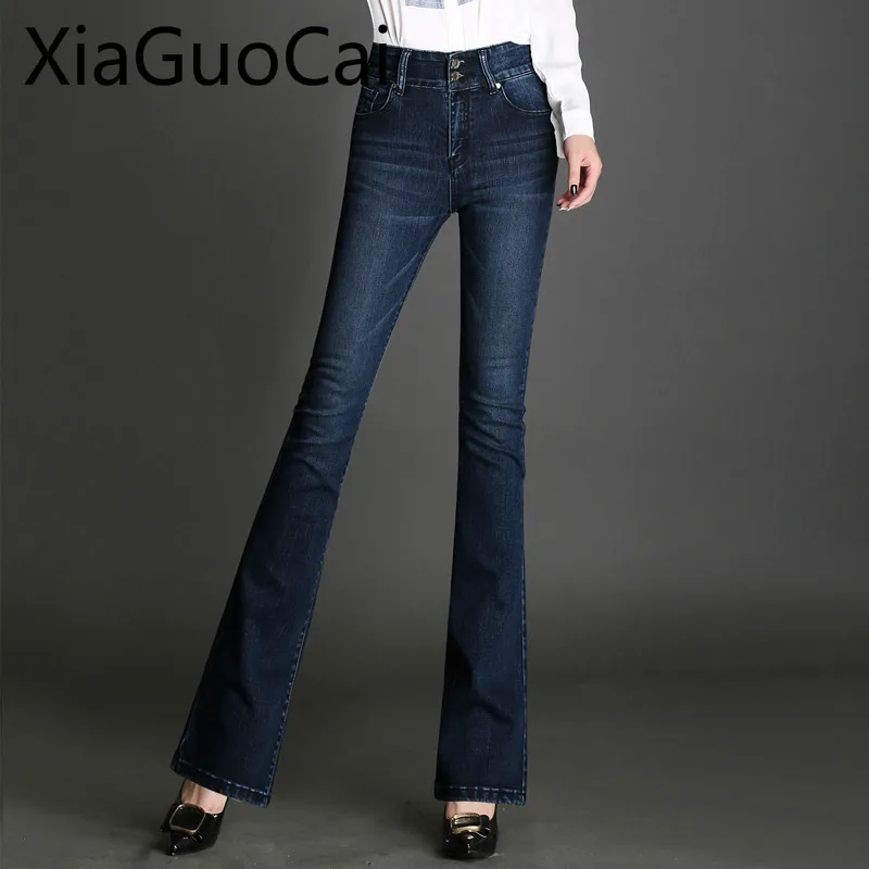 OL Women Jeans Autumn Empire Pants Micro-la Female Elastic Large Size Slim Double Button | Женская одежда