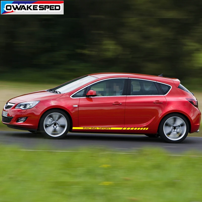 Спортивные наклейки в полоску для автомобиля Opel Astra автомобильные боковые на