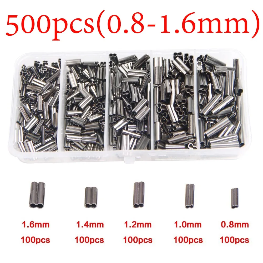 500pcs Гиена 500 шт 0,8 мм-1,6 мм набор обжимных втулок 250 шт 1,8 мм-2,6 мм набор обжимных втулок двойные овальные медные обжимные втулки - Цвет: 500pcs