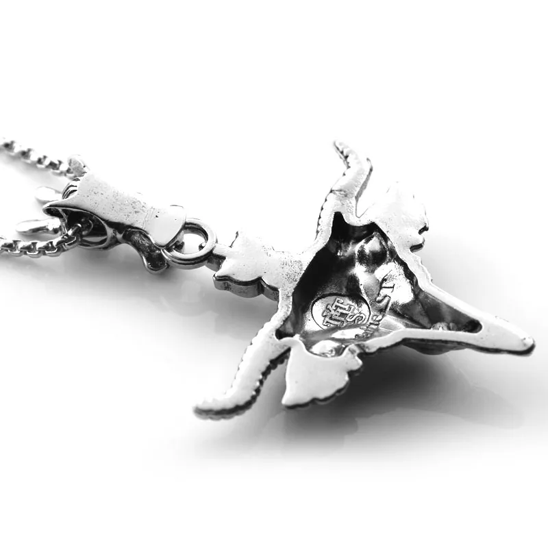 Мужское ожерелье в стиле панк с красным кристаллом и подвеской виде овчины