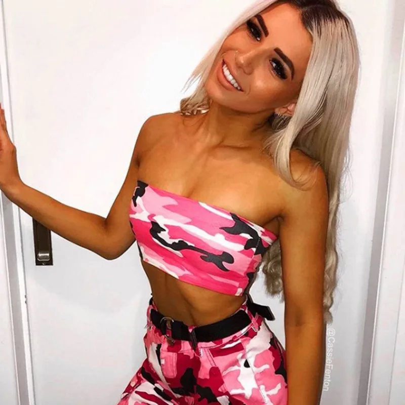 Fashion Strapless Top Camouflage Womens Tube Tops Sexy Bandeau Boob Ladies Summer Tops Sexy Backless Tube Tops