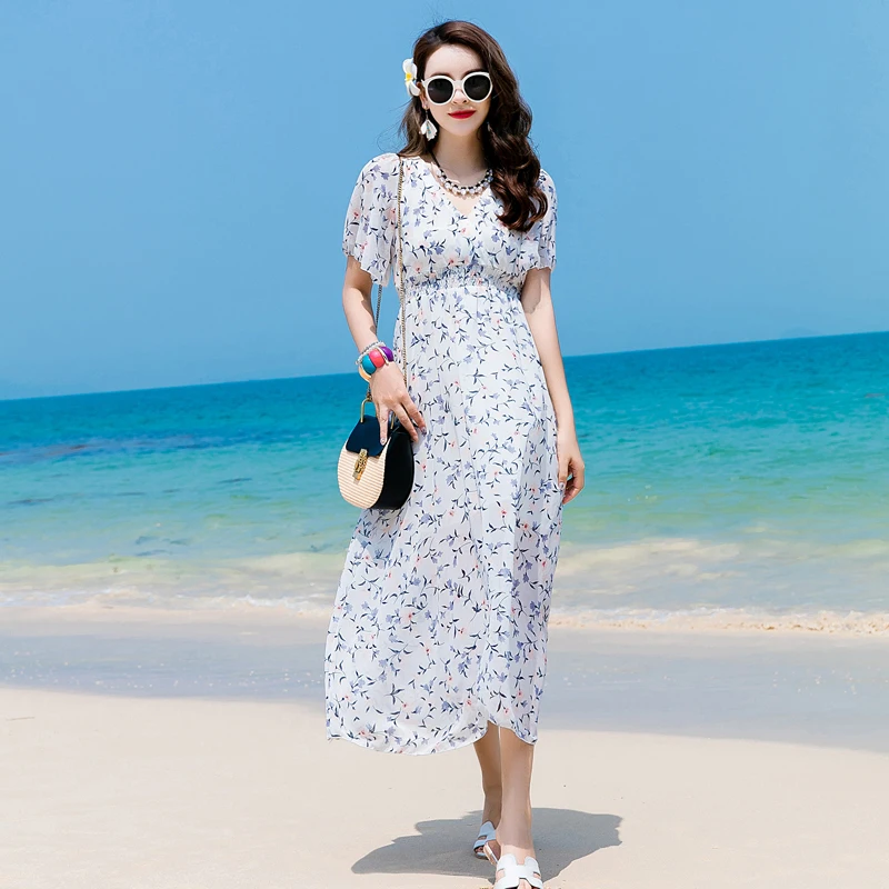 2018 новые летние модные короткие платья с длинными рукавами Повседневные