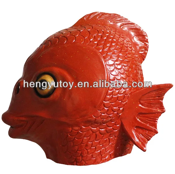 

Gold Fish Latex Mask in Red Color full head halloween New Year Carnival decoration