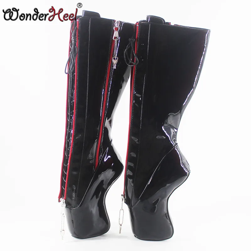 Wonderheel новые лакированные пикантные балетные сапоги до колена на очень высоком