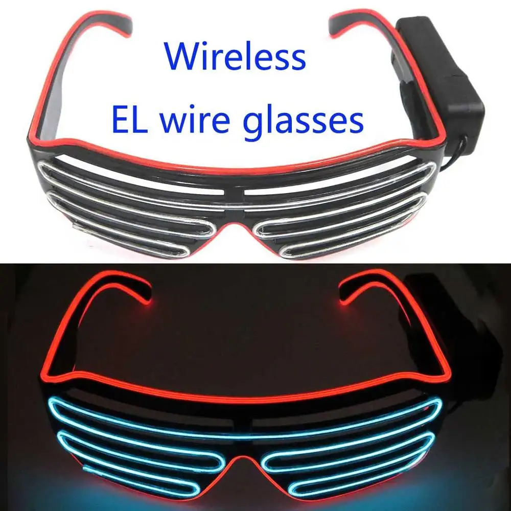 Беспроводные светящиеся неоновые солнечные очки EL Wire костюм для вечеринки DJ