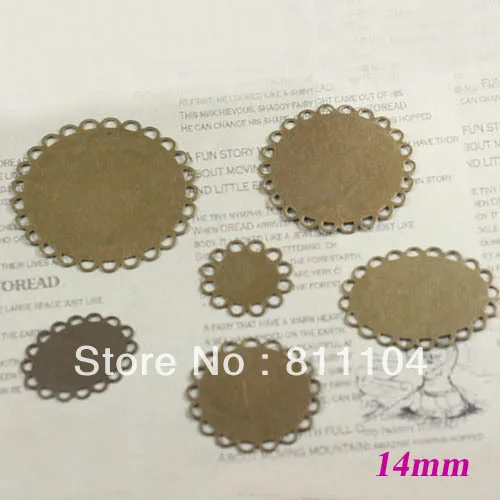 

14mm Antique Bronze Plated Copper Blank Round Lace Pendant Trays Base Spacers DIY Cameo CABs Jewelry Findings Settings Wholesale