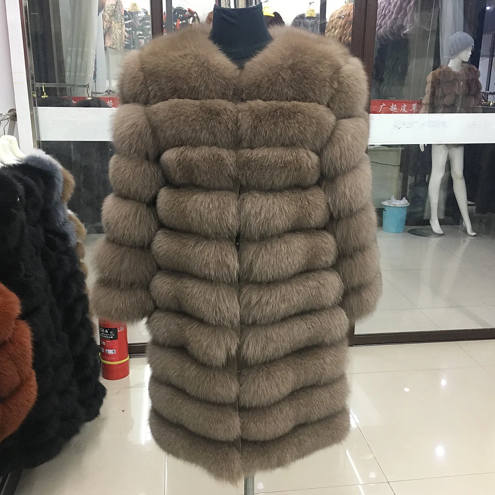 Зимние женские меха лисы пальто с мехом 100% натуральный мех длинное лисьим новая