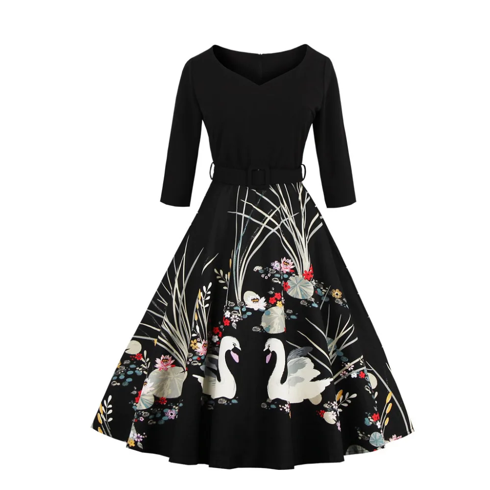 Pin Up Vestidos 3XL 4XL размера плюс Для женщин ретро Повседневное элегантные вечерние халат Rockabilly 50ые 60ые, Винтаж платье в горошек