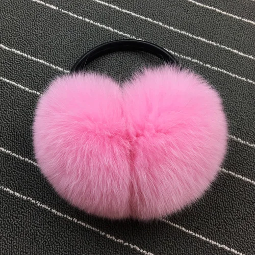 Pink Зимние женские теплые наушники с натуральным лисьим мехом, женские наушники с искусственным мехом, плюшевые наушники - Цвет: Pink