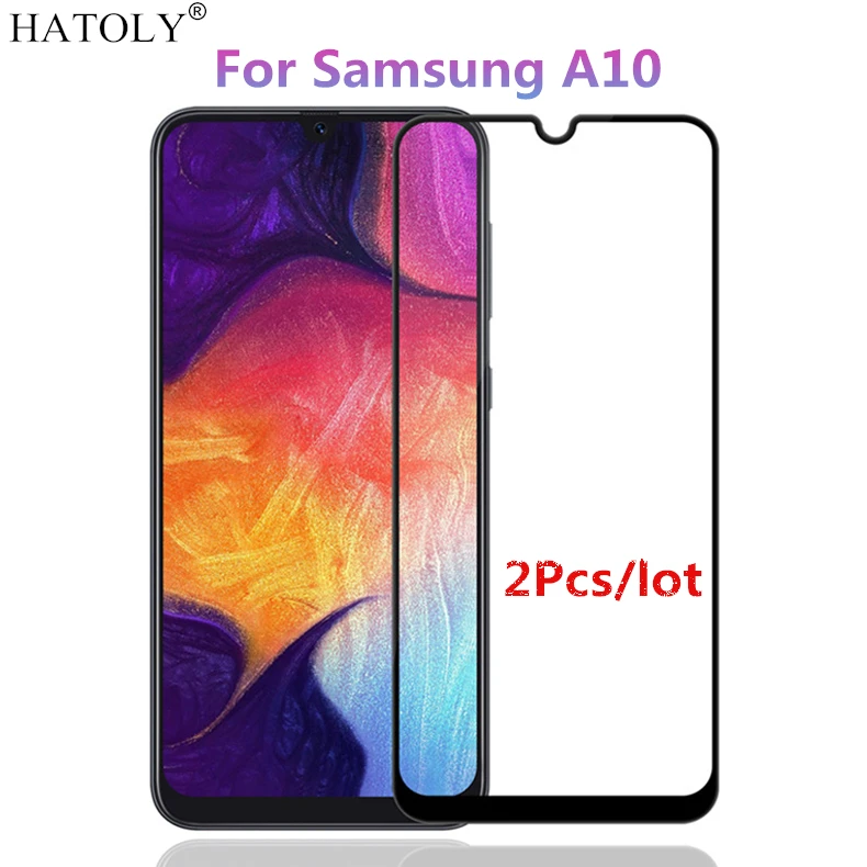 Vidrio templado para Samsung Galaxy A10, pel&iacute;cula de pegamento completo, Protector de pantalla de cobertura completa para Samsung Galaxy A10, 2 uds.-0