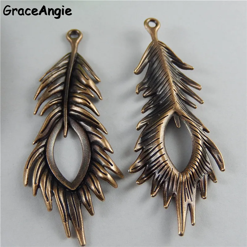 5 шт. Ретро Красный Медь Павлин Перо браслет Талисманы Богемия ювелирные изделия