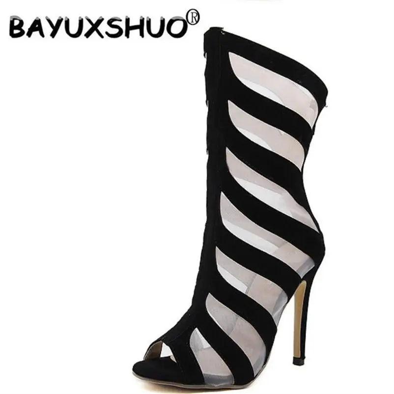 BAYUXSHUO/Новые модные пикантные сетчатые высокие каблуки для суперзвезды Женские