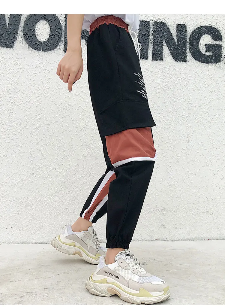 CheerSolo корейские спортивные штаны черные брюки карго женские цветные блочные джоггеры летние брюки на шнурке