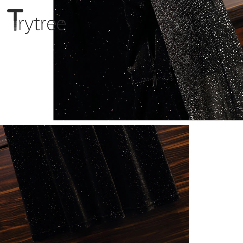 Женское платье с круглым вырезом Trytree повседневное блестящее бархатное вечернее