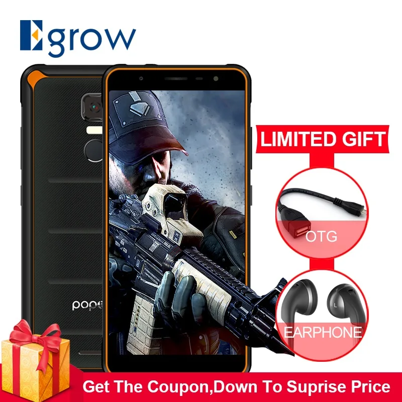POPTEL P10 5 дюймов 4 Гб 64 13 МП + 8 Мп прочный водонепроницаемый смартфон Восьмиядерный