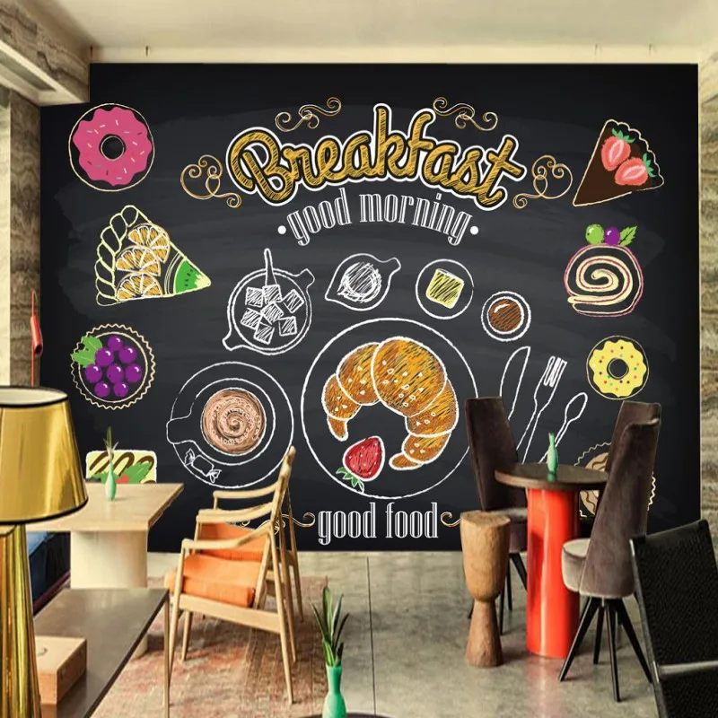 Dropship Colomac Restaurant Wallpaper Hand Painted Breakfast Bread Coffee Kitchen Foto Mural Bedroom Decoracao Casa | Обустройство