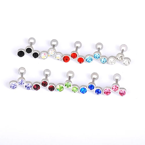 1 Pc Women Rhinestone Tragus Cartilage Stud Short Barbell Body Piercing Earring | Украшения и аксессуары