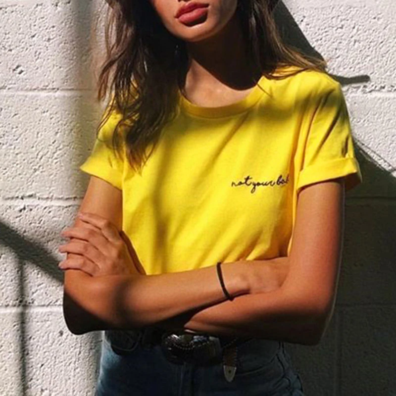 2018 new hot women Cotton Sweet letter print t-shirt