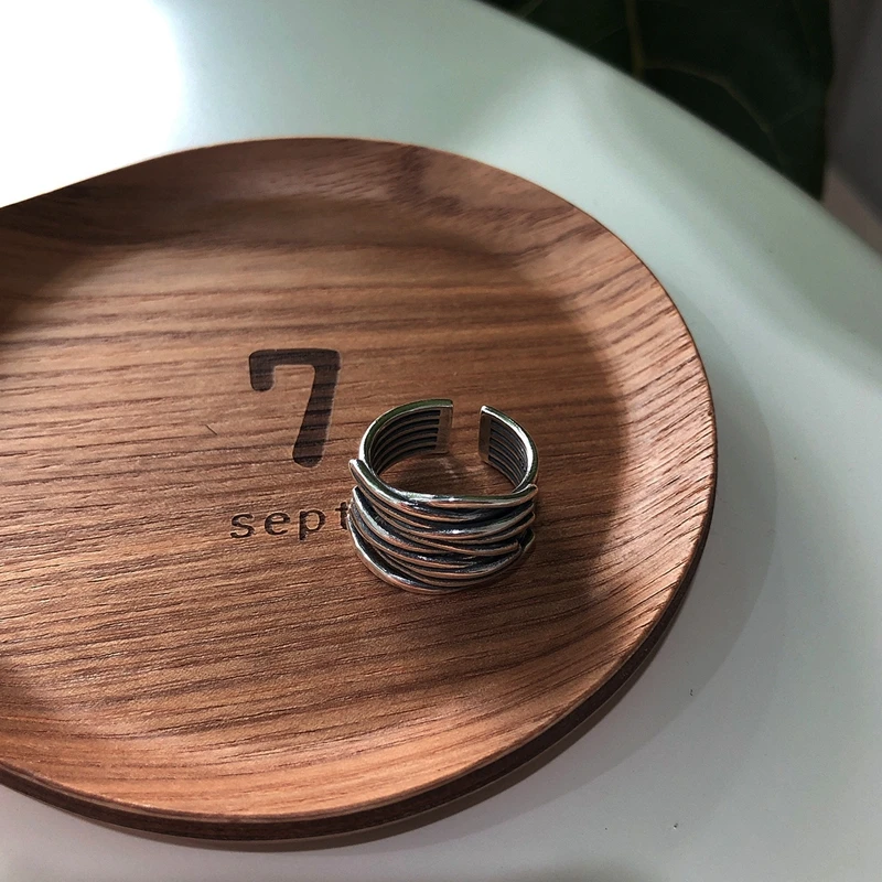 Корейское женское серебряное кольцо 925 хаотическое многослойное переплетенное регулируемое Большое широкое кольцо античное серебряное элегантное женское кольцо ювелирные изделия