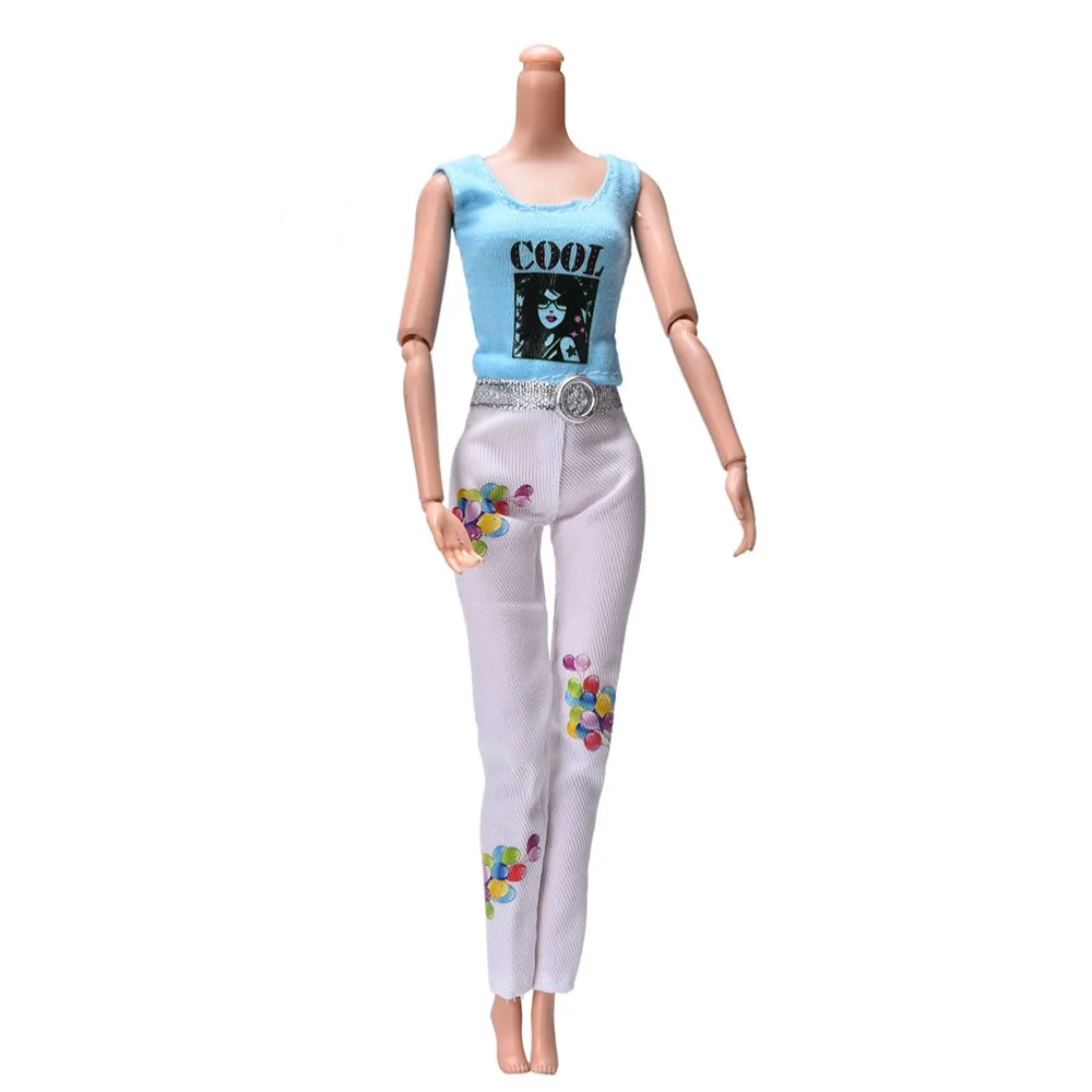 

2 Pcs/Set Fashion 11" Dolls White Pants Fur Purple Coat Multi-color Clothes Suit For Dolls Accessories