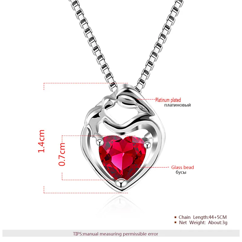 ROXI ROMAD Brand White Gold Color Red Love Heart Crystal Pendant Necklace For Women Choker Wedding Luxury Jewelry Gift | Украшения и