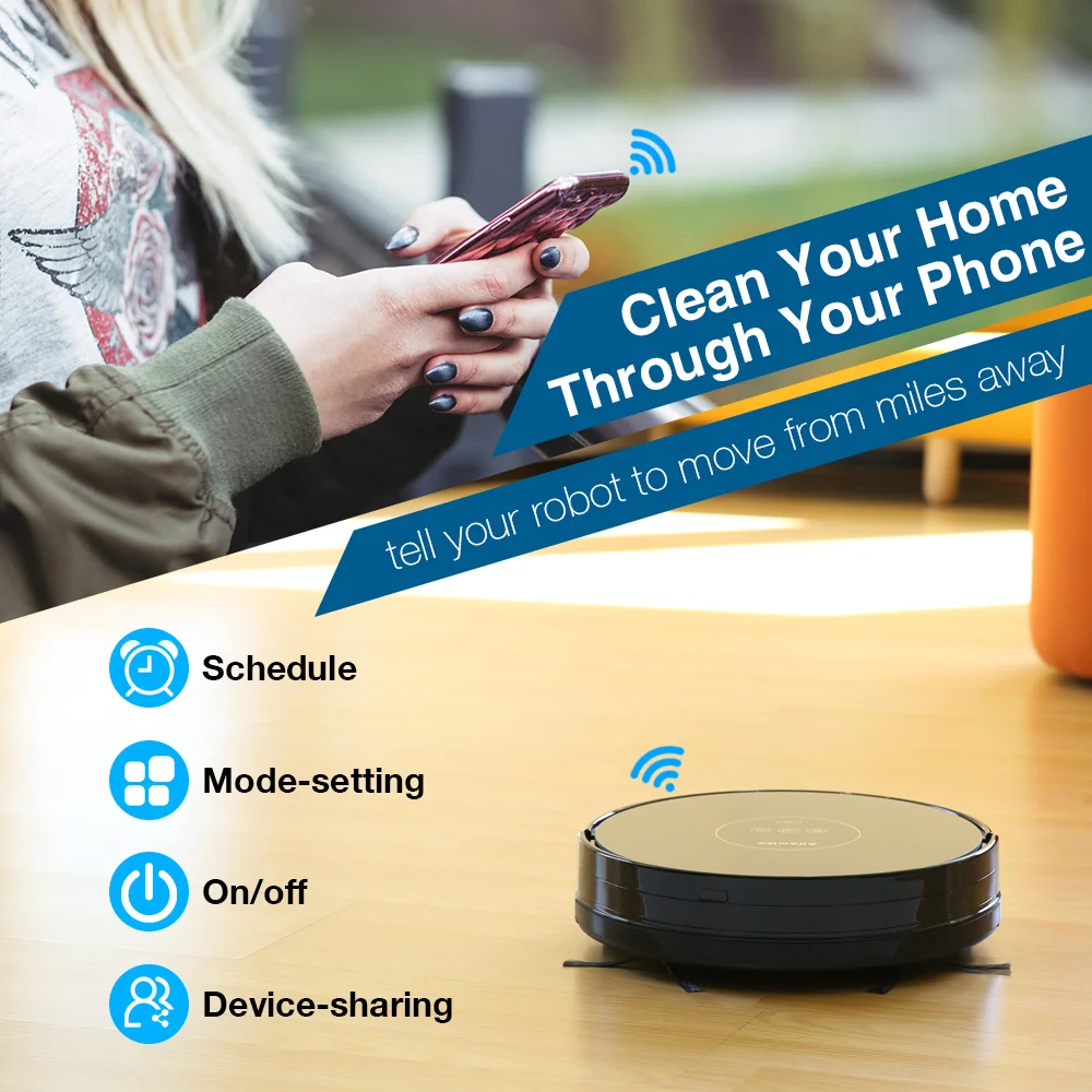 Alfawise X5 роботизированной Пылесосы для автомобиля 1000 PA Сильный всасывания Alexa
