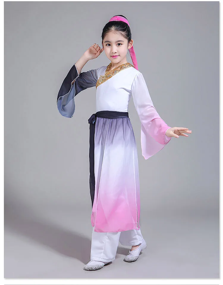 Новый стиль Детские Классические танцевальные костюмы Hanfu элегантная