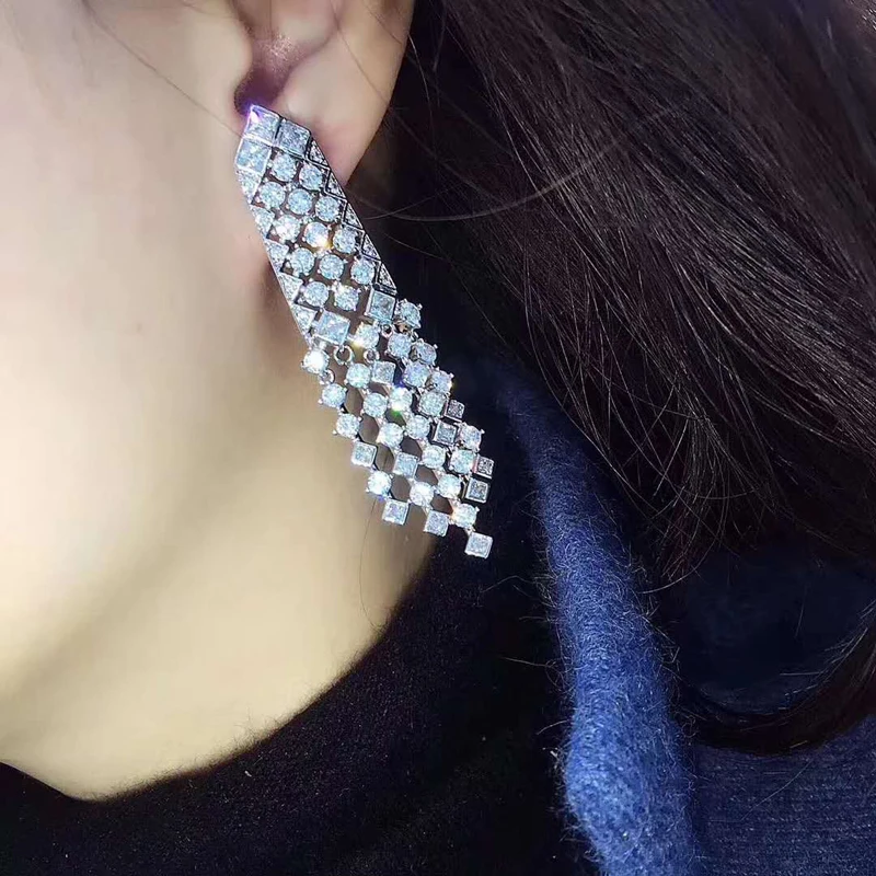 Серьги кисточки Be8 с фианитом AAA + модные серьги кисточками уникальные украшения