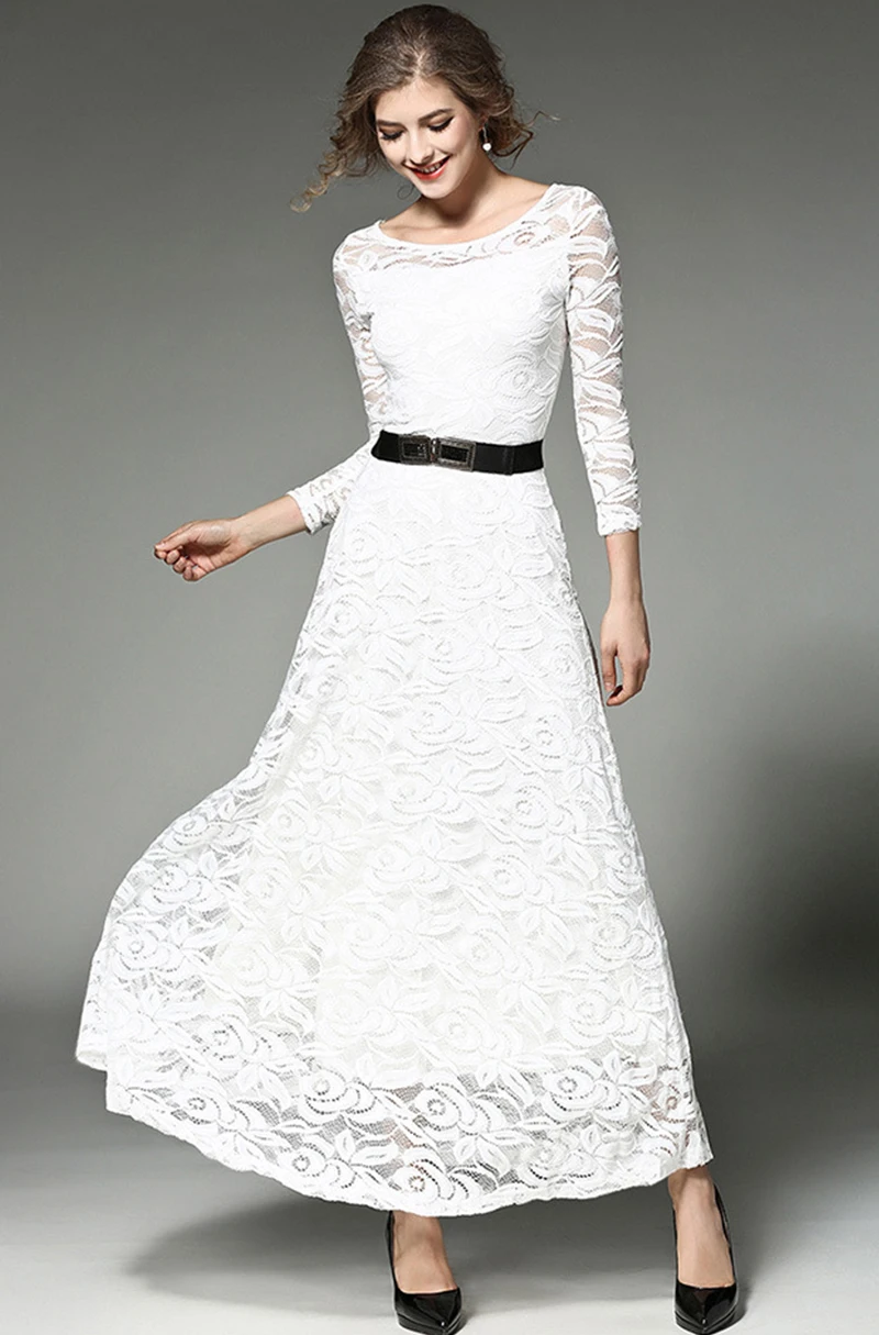 Lace dress 2017 лето новый женщины повседневная одежда удобная большой размер девять
