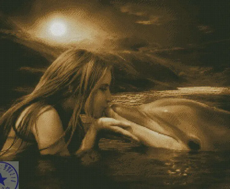 Free delivery Top Quality popular counted cross stitch kit kiss kissing dolphin in the sea love | Дом и сад