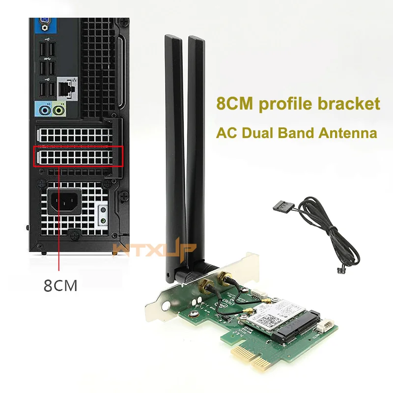 WTXUP двухдиапазонный 2,4G 5G для Intel 7260AC 7260HMWDTX1. X PCi Express беспроводной настольный WiFi адаптер Bluetooth 4,0 Wlan сетевая карта - Цвет: AC antenna 8CM